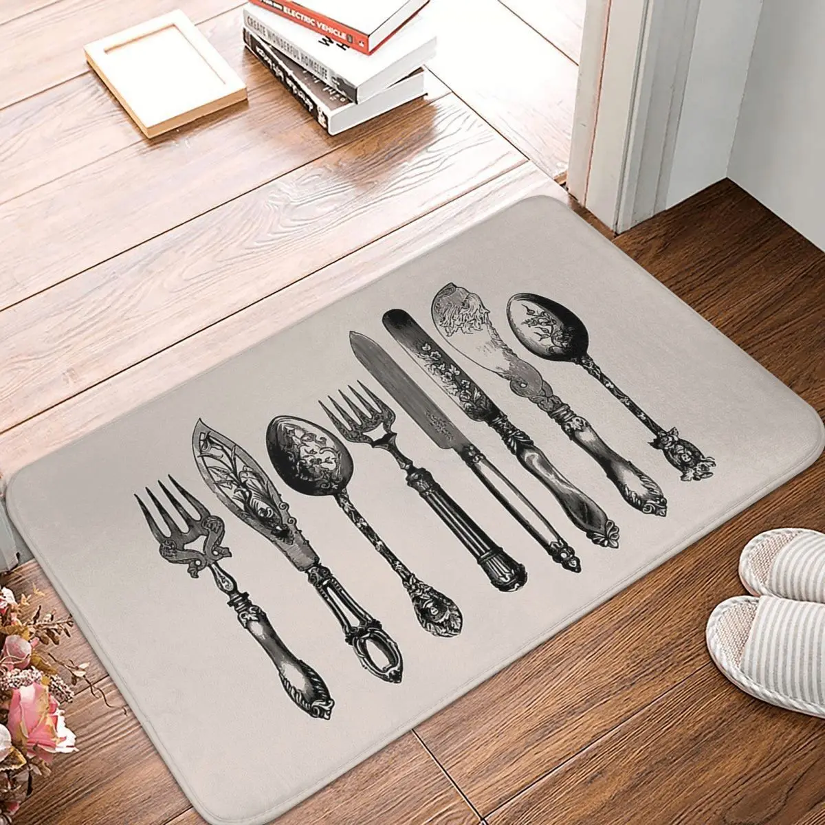 Spoons Bath Mat Tableware Doormat Kitchen Carpet Outdoor Rug Home Decor