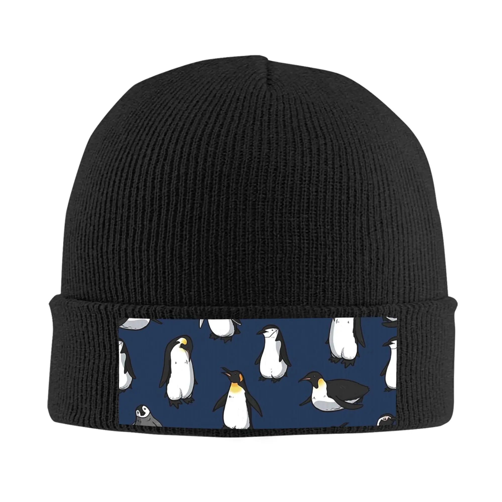 

Вязаные шапки с милым узором пингвина (темно-синий вариант), зимние теплые шапки, унисекс, вязаные шапки, модные шапки