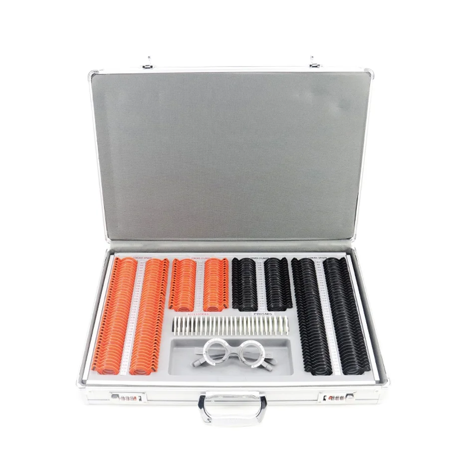 266 Pcs Optical Lens High Quality Optical Optometry Rim Case Kit Set Plastic Ring Trial Lens Set Aluminum Case Box Trial Frame