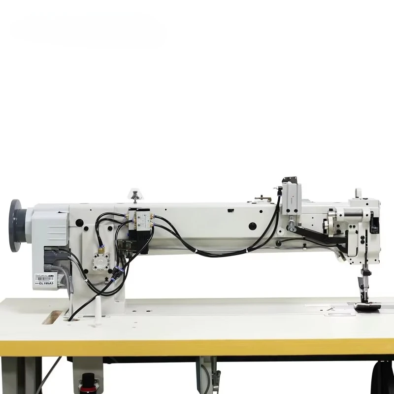 Flat-Bed Iron Heavy-Duty Double Needle Sewing Machine with Long Arm and Large Space for Leather Car Mat & Tent Splicing