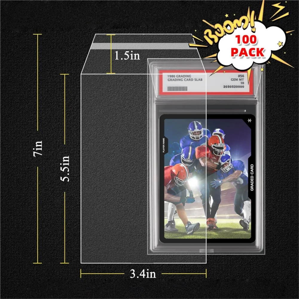 500 Bulk Pack PSA Graded Slab Sleeves Resealable Team Storage Bags Precise Fit Protector For Baseball Sports TCG Trading Cards