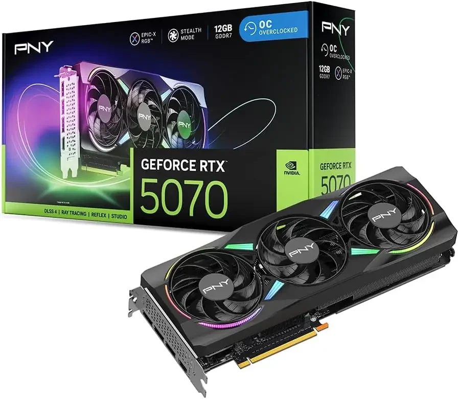 

NVIDIA GeForce RTX™ 5070 Epic-X™ ARGB OC Triple Fan, Graphics Card (12GB GDDR7, 192-bit, Boost Speed: 2685 MHz, SFF-Ready, PCIe®