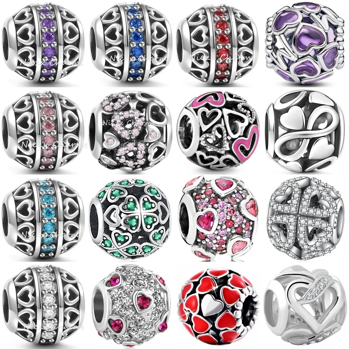 

Новый стерлингового серебра 925 пробы, округлость, фиолетовый драгоценный камень, красное сердце, подвеска, подходит для оригинального браслета, аксессуары, женские ювелирные изделия