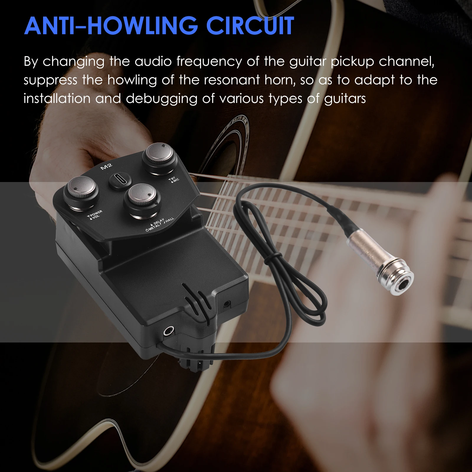 M2 Guitar Resonant Pickup Resonance Sound Pickup for Guitar with 2200mAh Lithium Battery BT Guitar Pickup DIY Kit for Classical