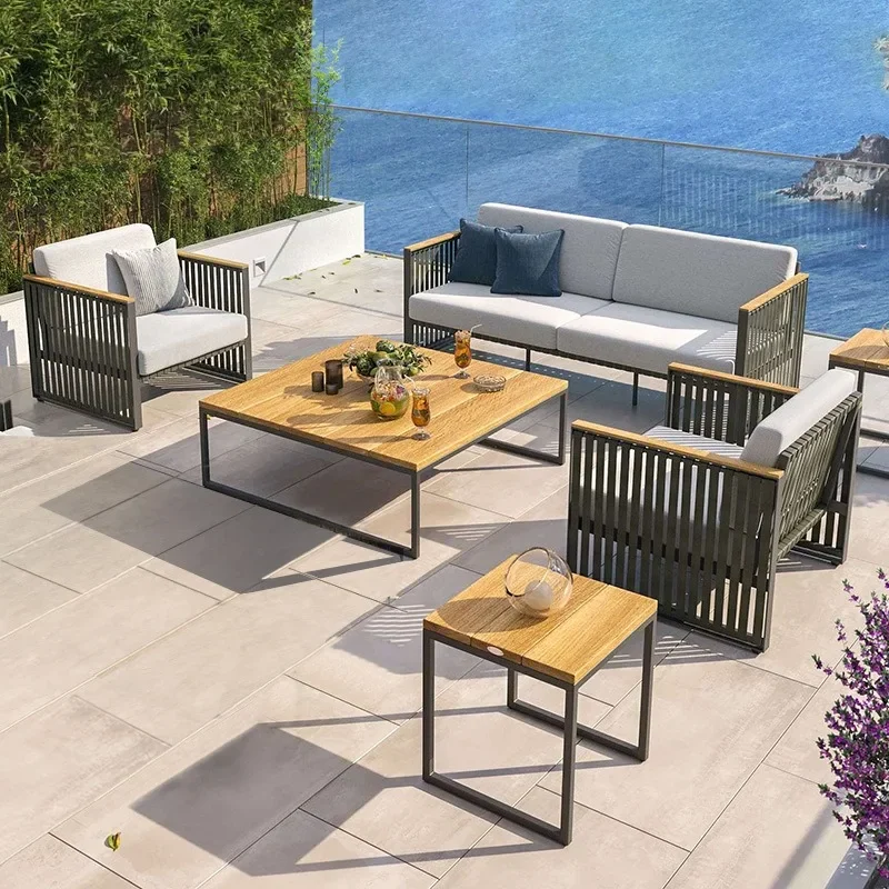 Outdoor sofa courtyard Chinese style, casual rattan coffee table