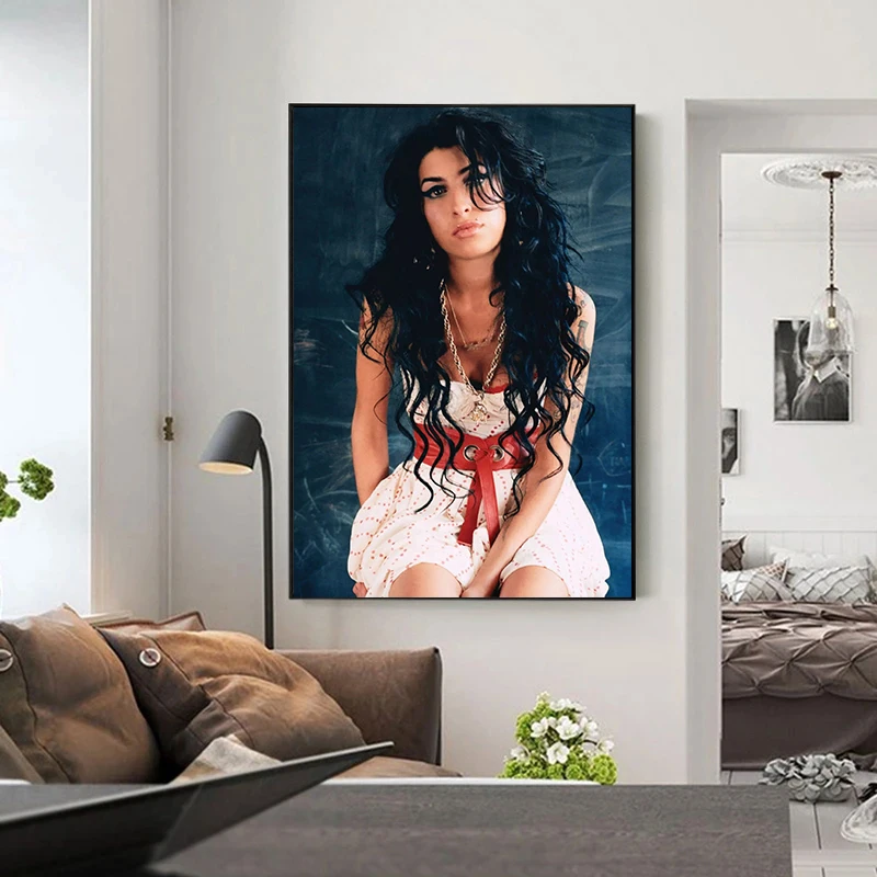 Beauty Woman Amy Winehouse Poster Music Singer Star Portrait Canvas Painting Wall Art Club Bar Bedroom Study Decor Mural