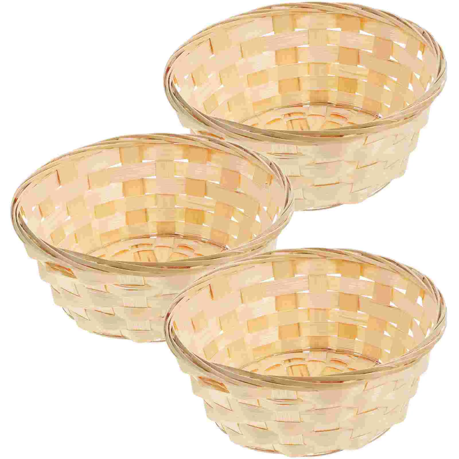 3 Pcs Bamboo Basket Egg Woven Weave Baskets Chicken Round for Gathering Fresh Eggs