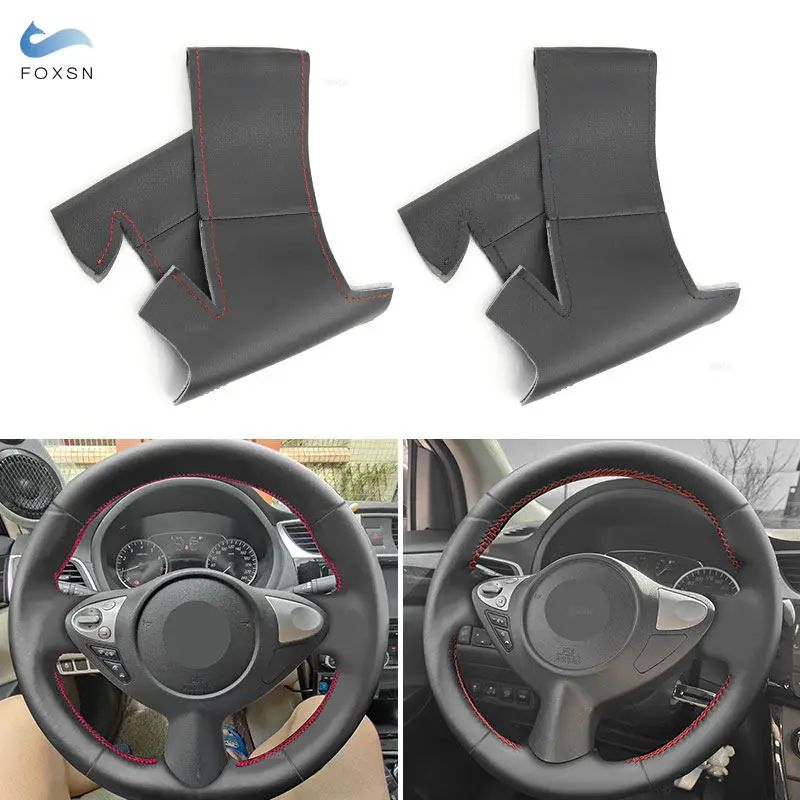 

Black Microfiber Leather For Nissan Maxima 2009-2014 Juke 370Z 2011-2020 Sentra SV 2017-2019 Car DIY Sewing Steering Wheel Cover