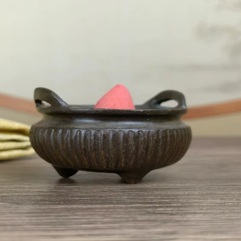 

Antique Mini Tripod Incense Burner Ornament Vintage Patina Home Living Room Study Decoration Small Incense Burner