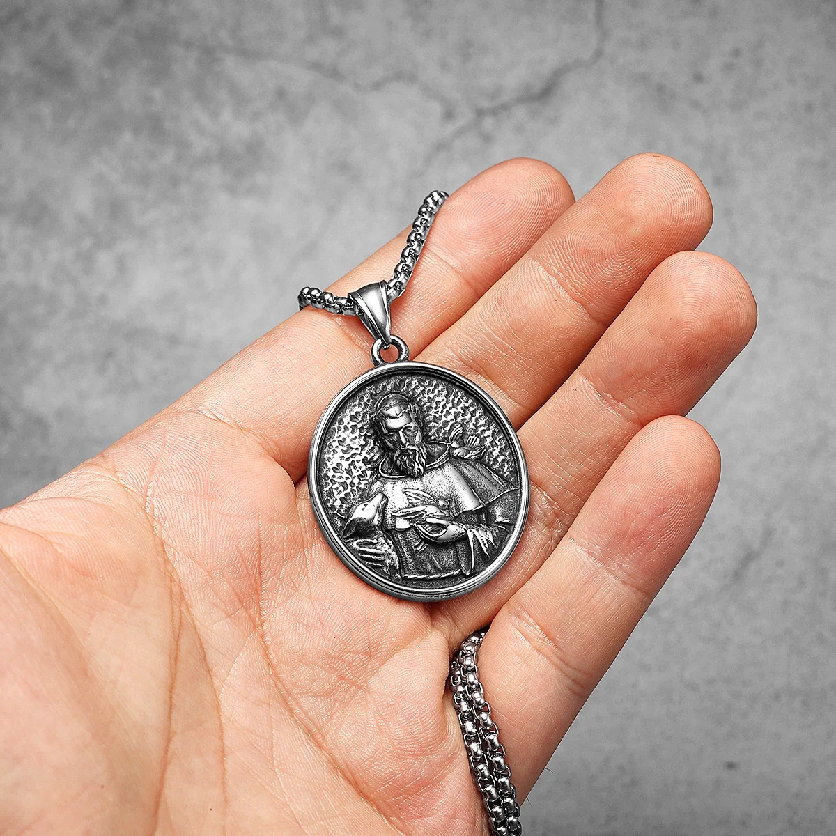 St.Francis Cross Powerful Amulet Stainless Steel Men Necklaces Pendant Chain Vintage Cool New For Women Jewelry Gifts Wholesale