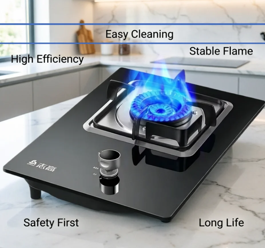 Chigo Single Burner Gas Stove, Dual Use Built-in & Desktop, Energy Saving for Natural Gas and LPG LYH
