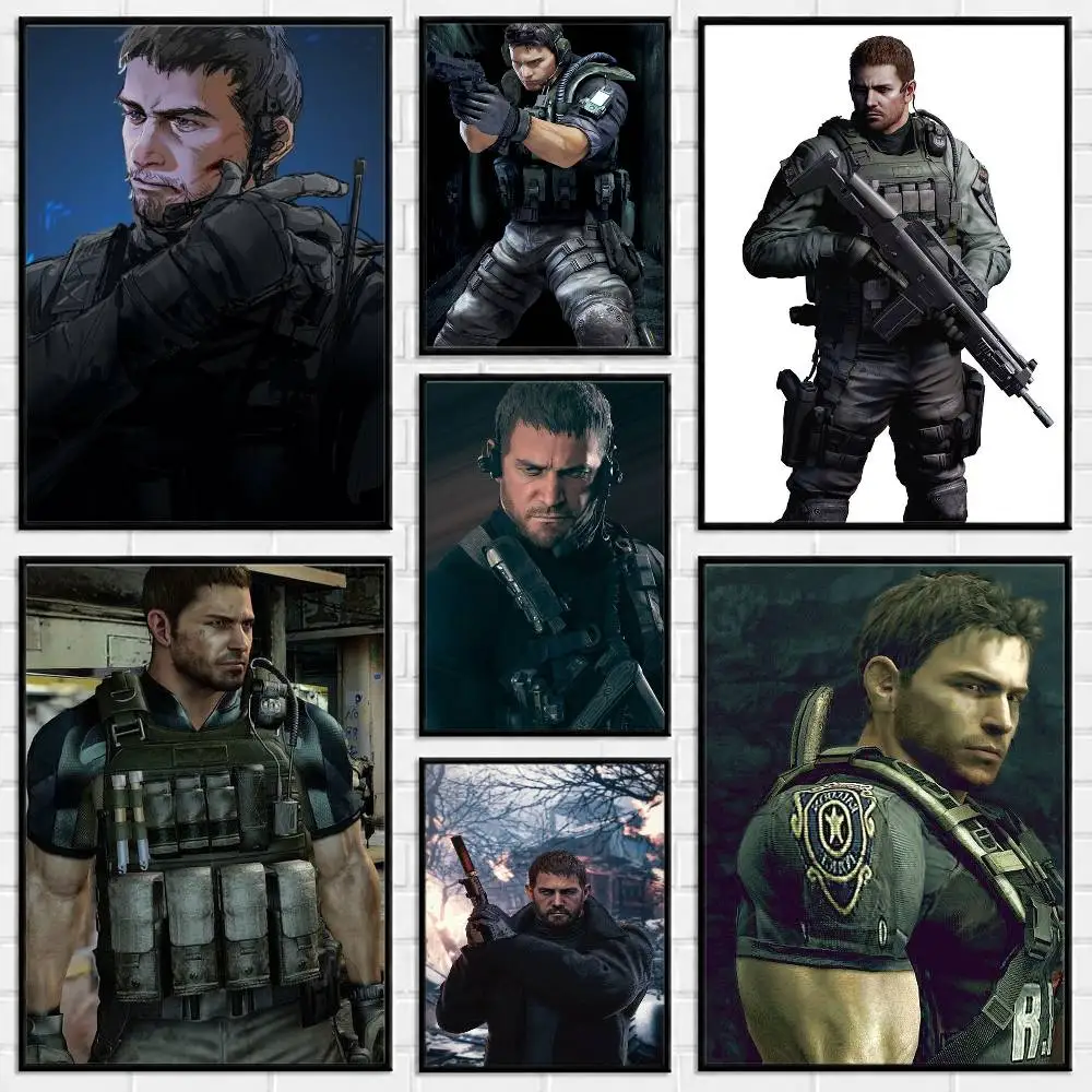Chris Redfield Resident Evil Poster Versatile HD Waterproof Wall Art Self-Adhesive Decor for Any Space Ideal Gift