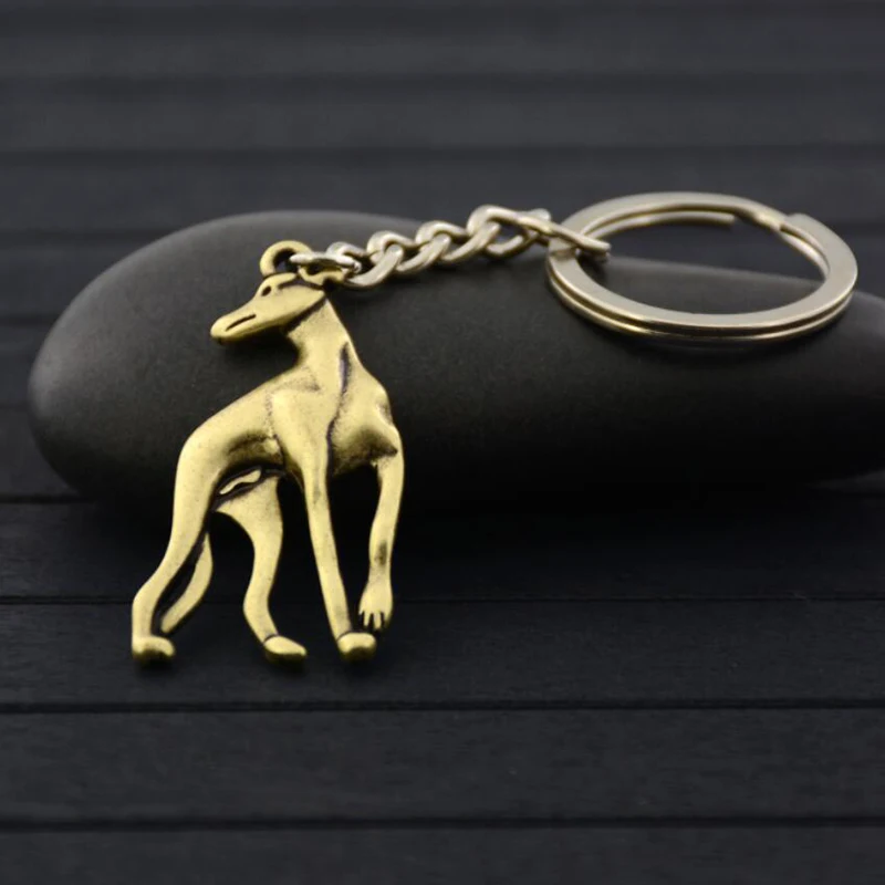 New Italian Greyhound Grey Hound Keychain Men Vintage Cute Whippet Dog Key Chains Keyring Bag Charm Women Child Jewelry Gift