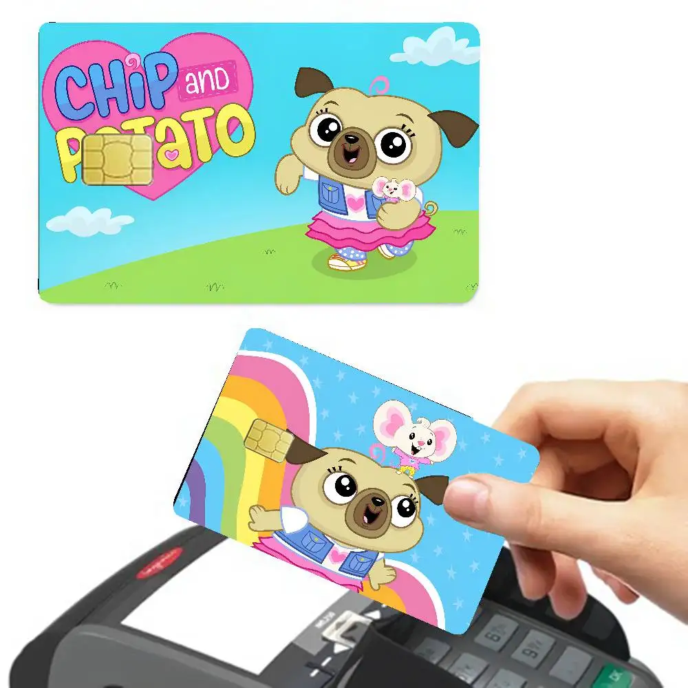 Chip and Potato Game Anime Sticker Film Skin Cover Case for Small Large No Chip Debit Credit Card Front Side