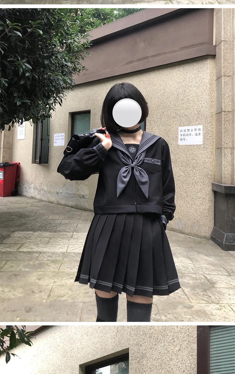 Japanischer Matrosenanzug, süße Mädchen JK-Uniform, dunkler, schicker Anzug für Mädchen, Herbst- und Winter-College-Stil, Highschool-Schüleruniform – Detail 8