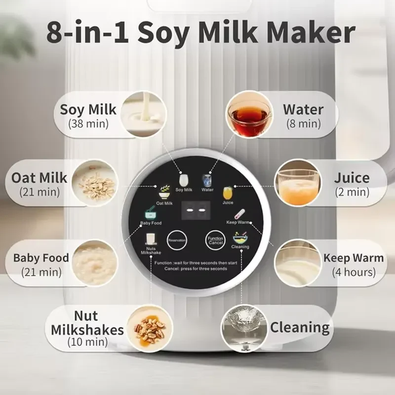 35oz Automatic Soybean Milk Maker with 20 Blades Stainless Steel Container Touch Control Household Nut Milk Machine Self