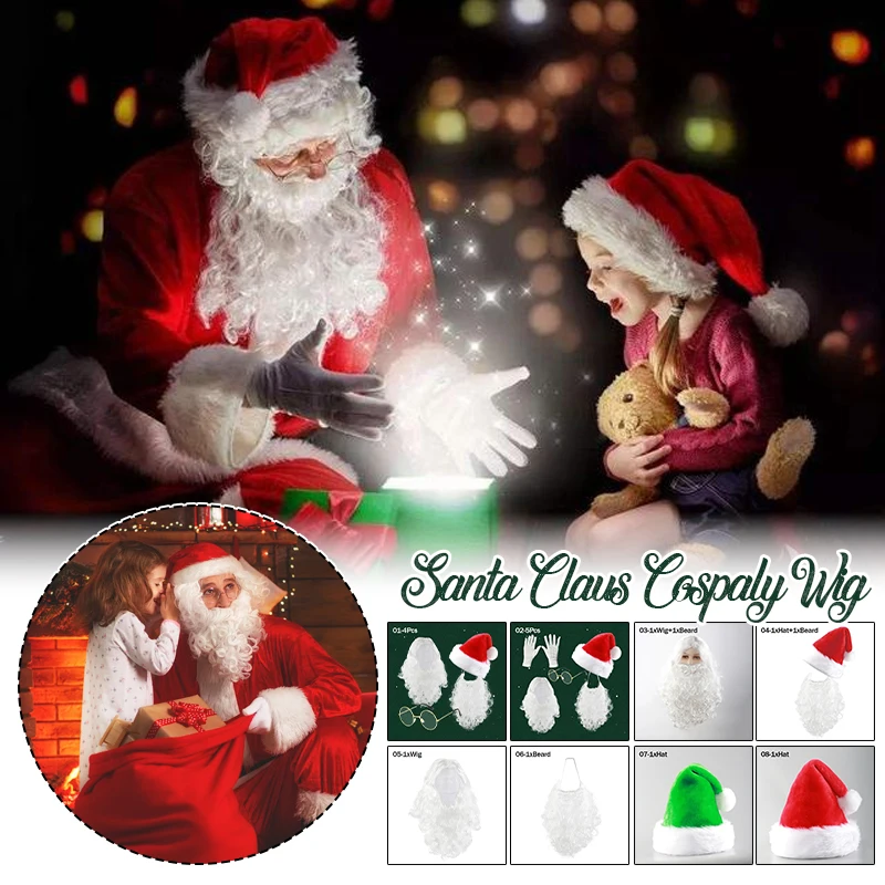 Kerstmuts Kerstman Baard Pak Feestjurk Accessoires Kerstmuts Pruik Baard Festival Podium Rollenspel Hoofddeksels