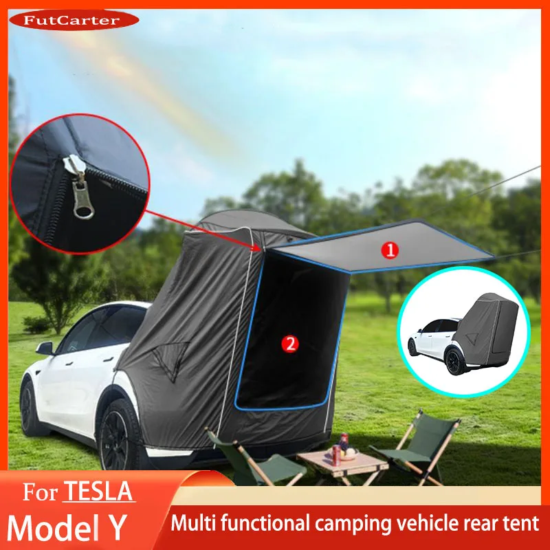 Camping Tent For Tesla Model Y Tailgate Shade Awning Tent Tesla Accessories Anti-Tear & Waterproof