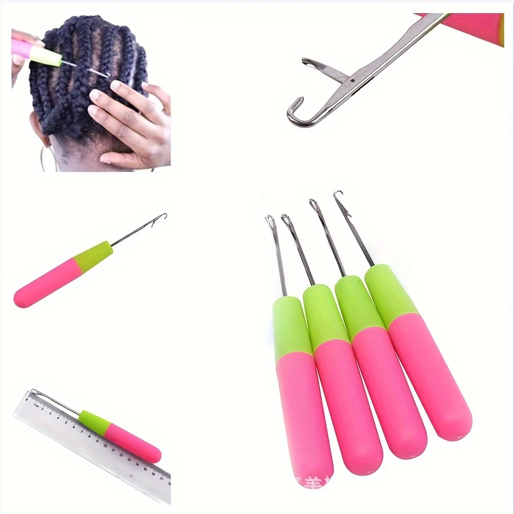 5 Stuks Plastic Handvat Haaknaald Haken Hair Extensions Naald Pruik Afrikaanse Dreadlocks Vlechten Gereedschap Accessoire Salon Machine Benodigdheden