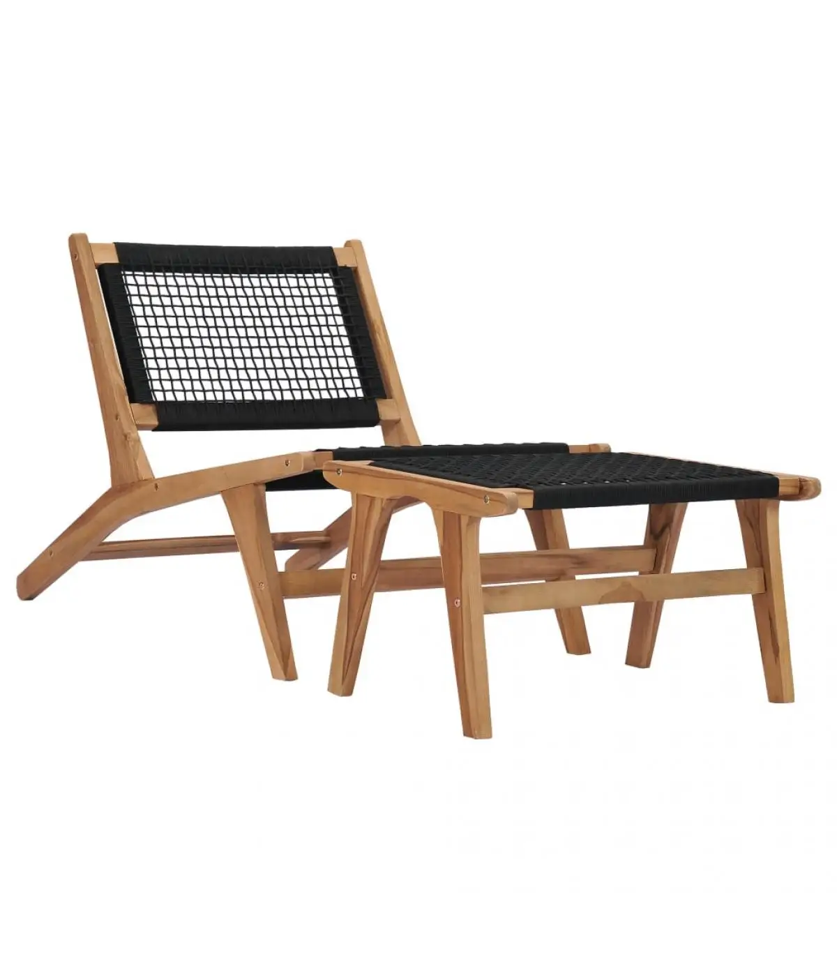 Solid teak wood rope footrest loungers