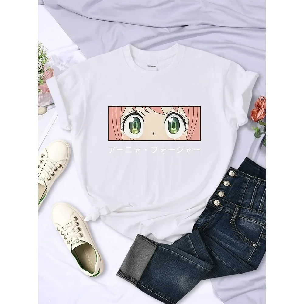 Japanese Anime Spy X Family Anya Fake Graphic Printed Shirt Streetwear 100% Cotton Ladies Fashion Short Sleeve T-Shirt Top