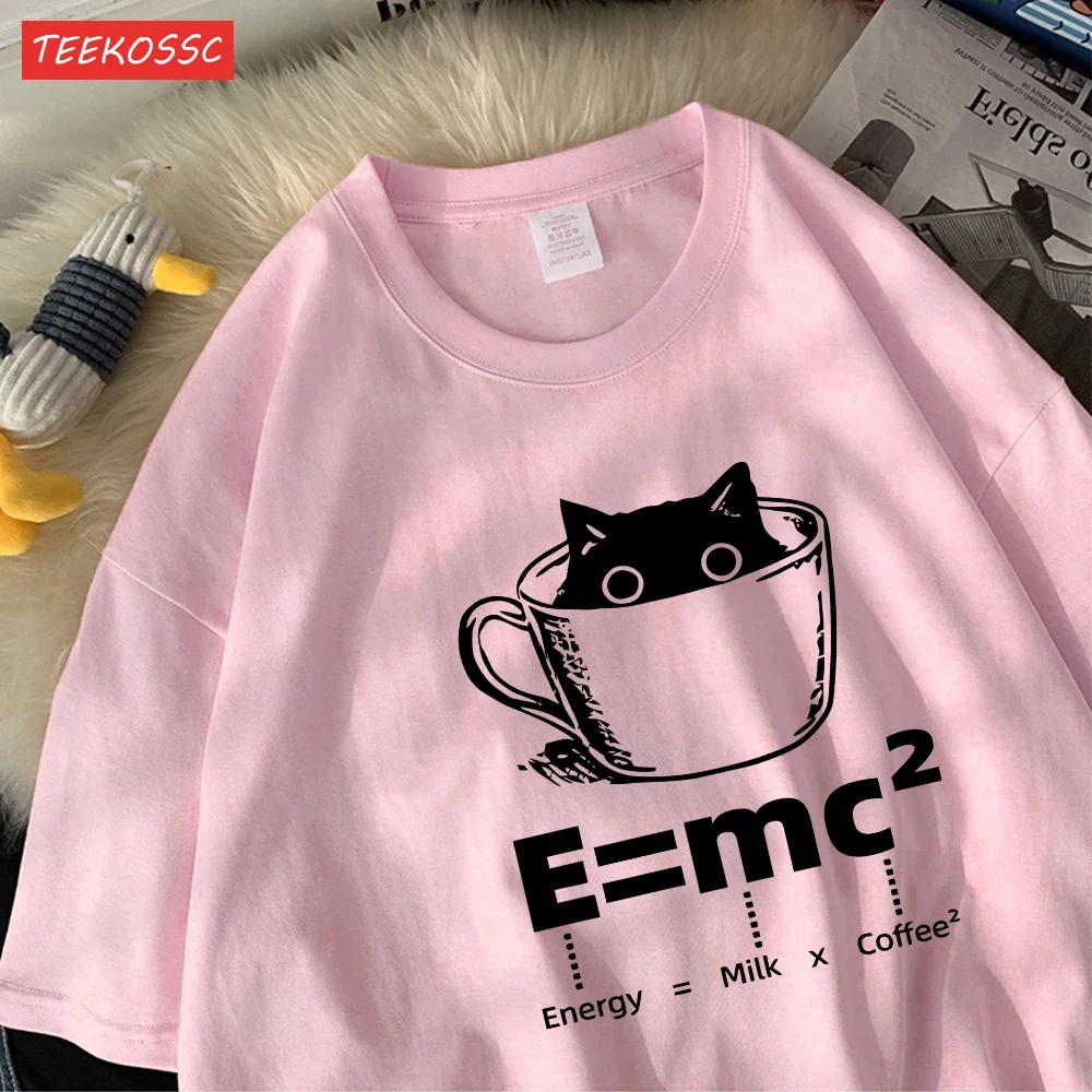 equivalentea um latte camisetas femininas desenhos animados estampas topos macio o-pescoço oversize t camisa roupas de verão