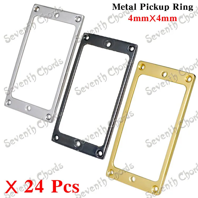 

24 Pcs 3 Colors Metal Flat bottom Humbucker Pickup Ring for Electric Guitar Replacement / Pickup Frame Mounting Ring 4mmx4mm