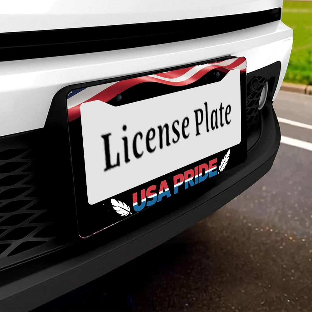 1 قطعة أحمر أبيض أزرق الولايات المتحدة الأمريكية العلم نمط 2 حفرة إطار لوحة الرخصة مادة الألومنيوم 6x12 بوصة مع المسمار مجموعة الرجعية الوطنية سيارة
