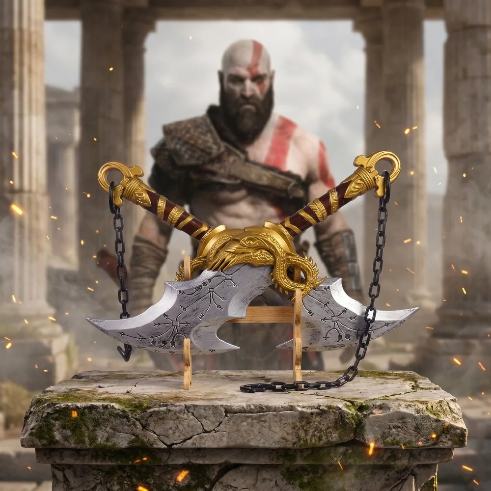 God of War 17.7in 45cm Two Piece Mini Pair Plastic Double Twin Pair Katana Sword Blade Safe Unsharpened Cosplay Display Set