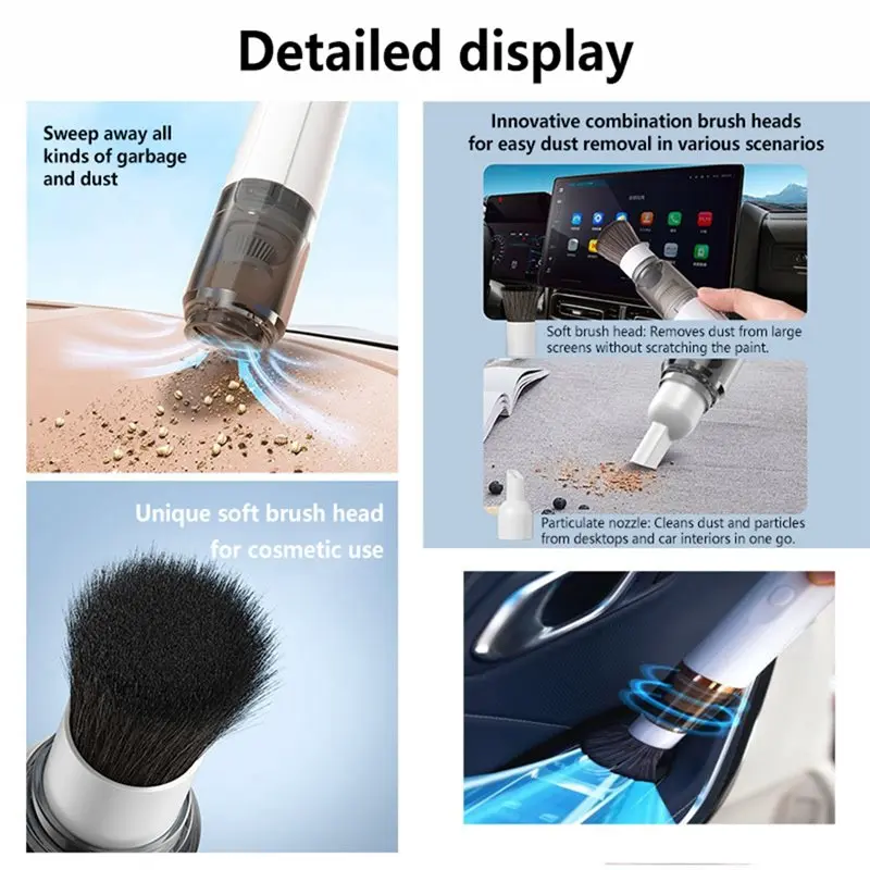 Small Car 2-In-1 Desktop Vacuum Cleaner Handheld For Dust Coffee Powder Multifunctional