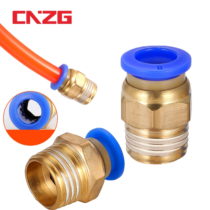 PC Air Pneumatic Fitting Quick Connector 4-m5 4-M6 4mm 6mm 8mm 10mm 12mm Male Thread 1/4 1/2 1/8 3/8 Compressed  Hose Tube Pipe