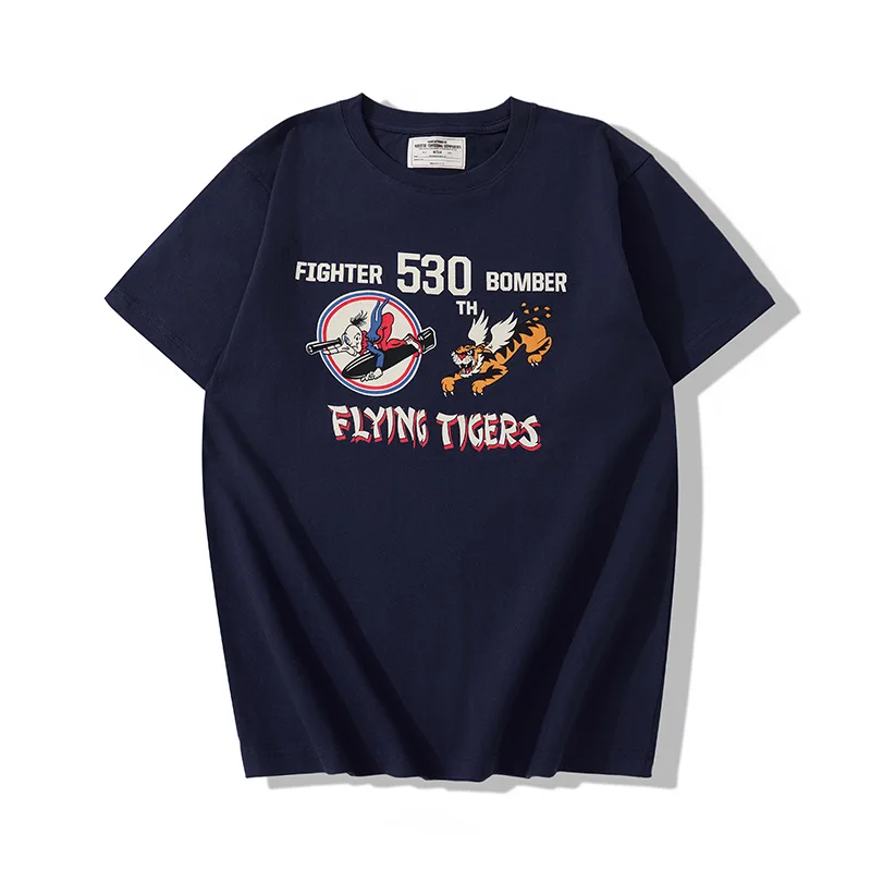 American Amikaji Workwear Casual T-shirt 530th Squadron T-shirt 200g American Military Retro Round