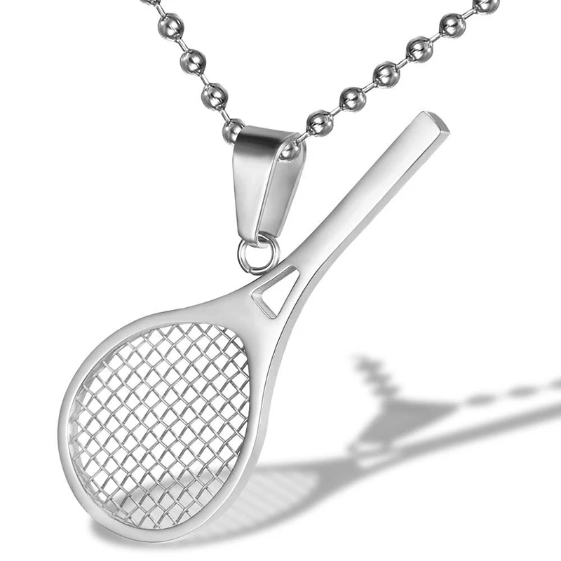 Originality Personality Jewelry Fitness Guru Universal Necklace For Men Women Titanium Steel Tennis Racket Pendant Accessories