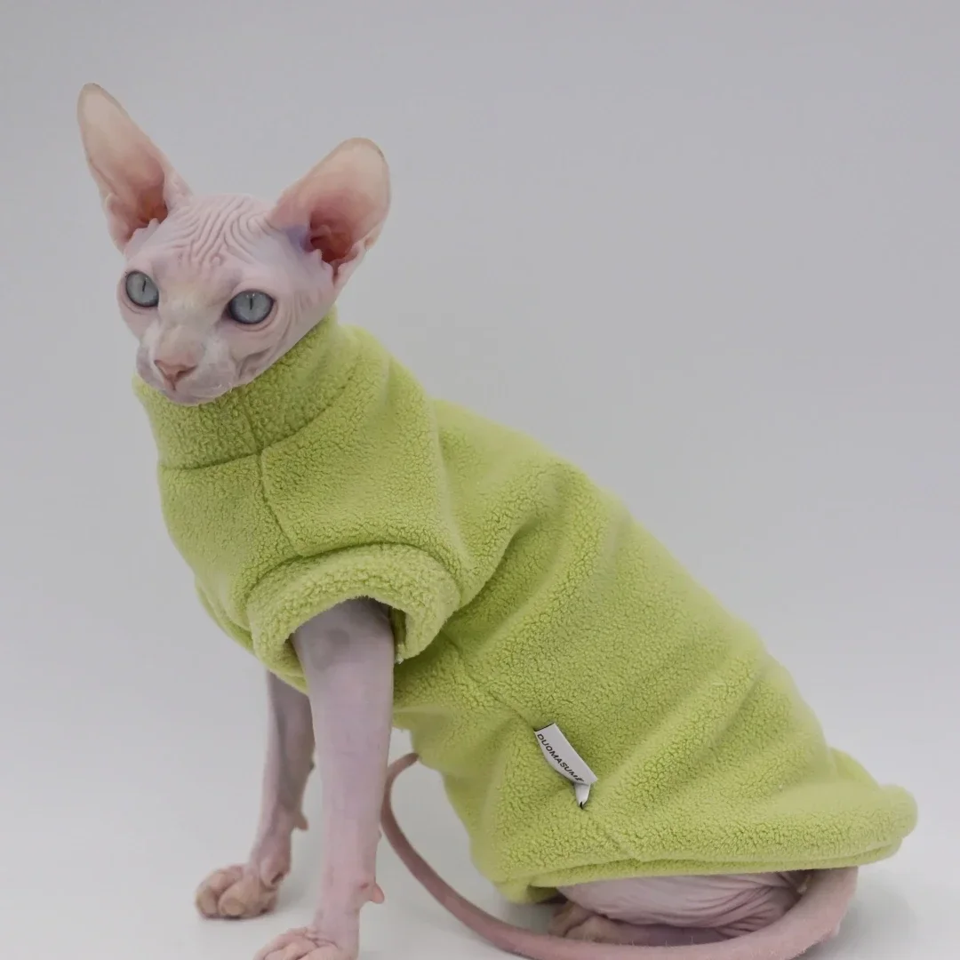 Stylowa bezwłosa kurtka puchowa dla kota-miękka, wygodna i zagęszczona ubrania dla kota dla kotów Sphynx i Devon Rex