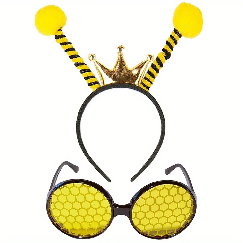 

Cosplay Party Bee Headband and Glasses Bee Antenna Headband with Bee Sunglasses Bee Costume Accessories Festive Bumblebee Prop