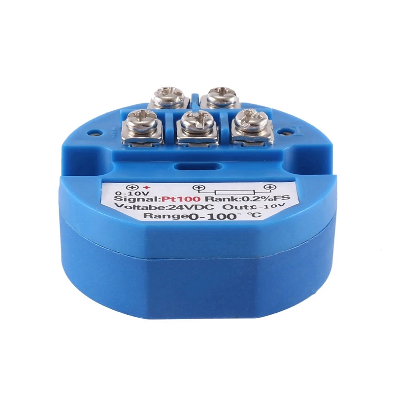 5X PT100 Type To 0-10V 0-100 Degree RTD Input 0-10 A Output DC24V Thermal Resistance Temperature Transmitter