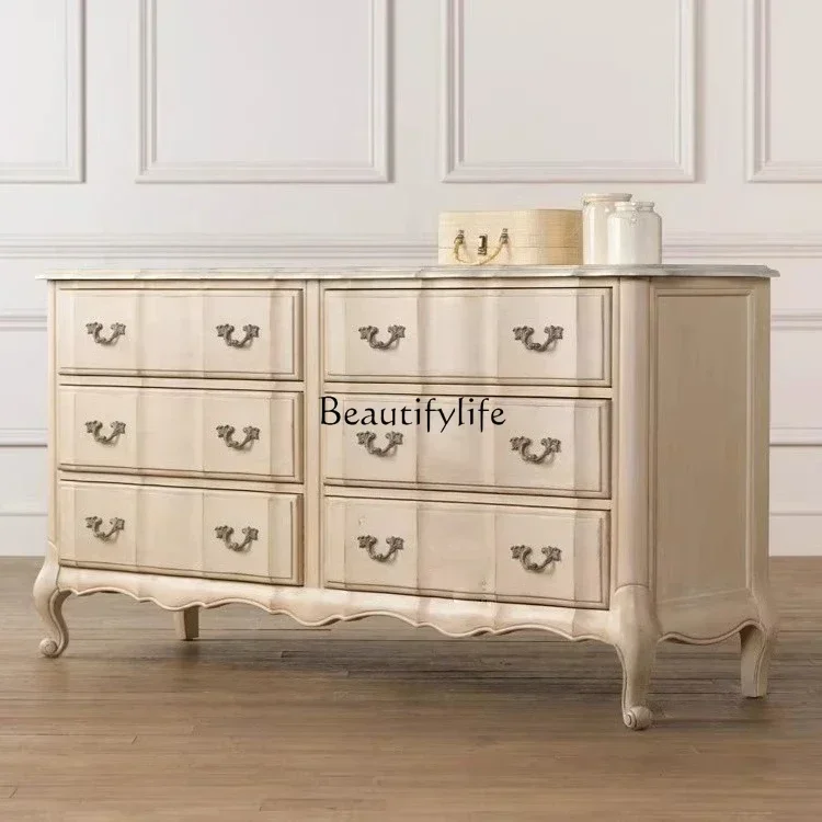 

American country solid wood old six-chest cabinet foyer modern simple dresser bedroom side cabinet