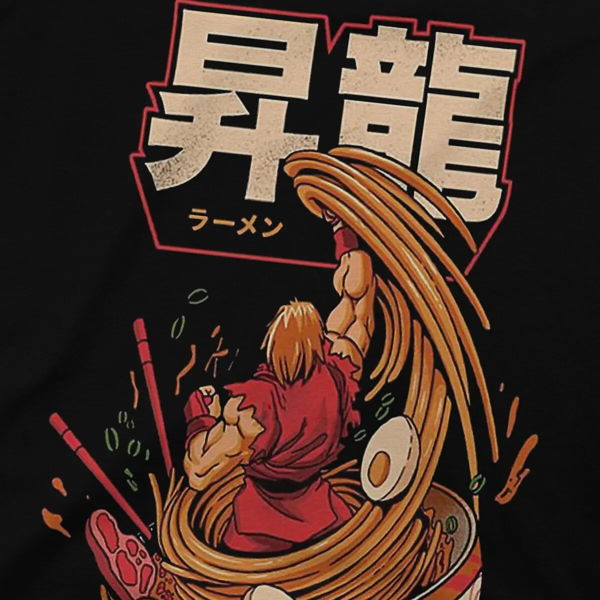 Men Ken Masters Ramen T Shirts Street Fighter Cotton Clothes Funny Short Sleeve Crew Neck Tees Summer T-Shirt