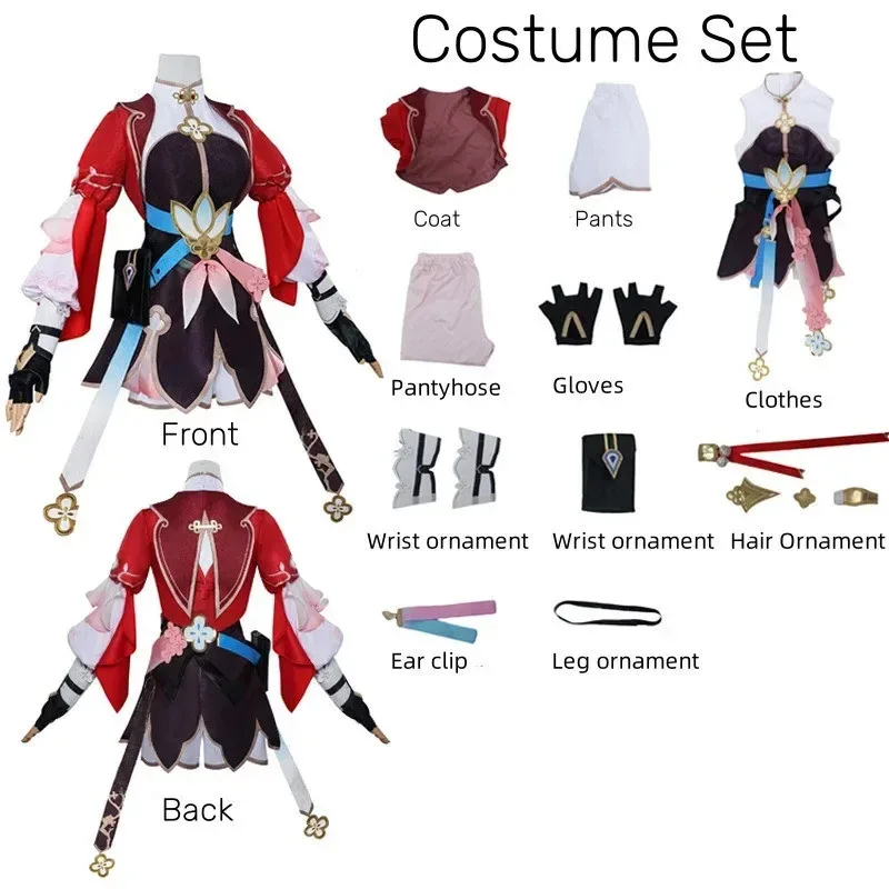Honkai Star Rail Game March 7th Full Set Cosplay Costume Uniform Dress with Accessories for Women Girls A;2, C'4, H.