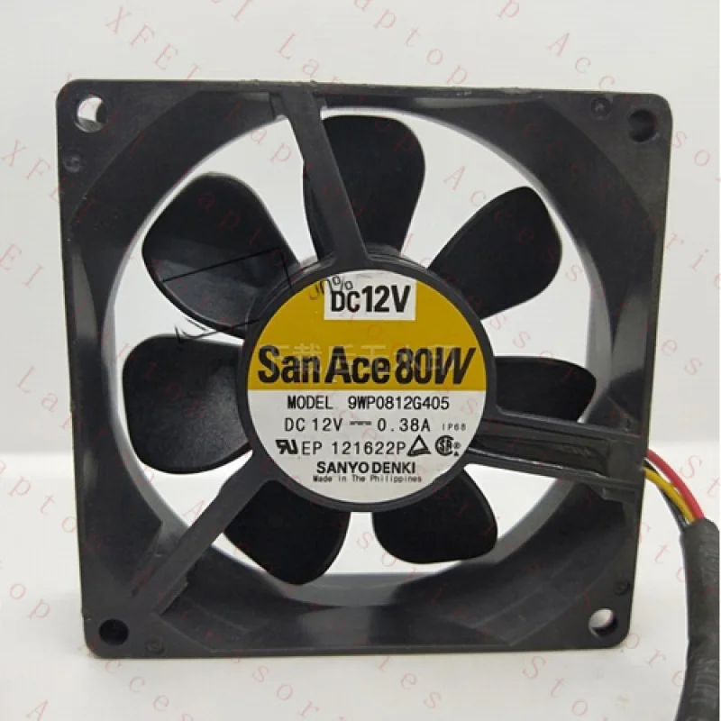 

F for Sanyo 9WP0812G405 8cm 8025 DC12V 0.38A IP68 3-wire cooling fan