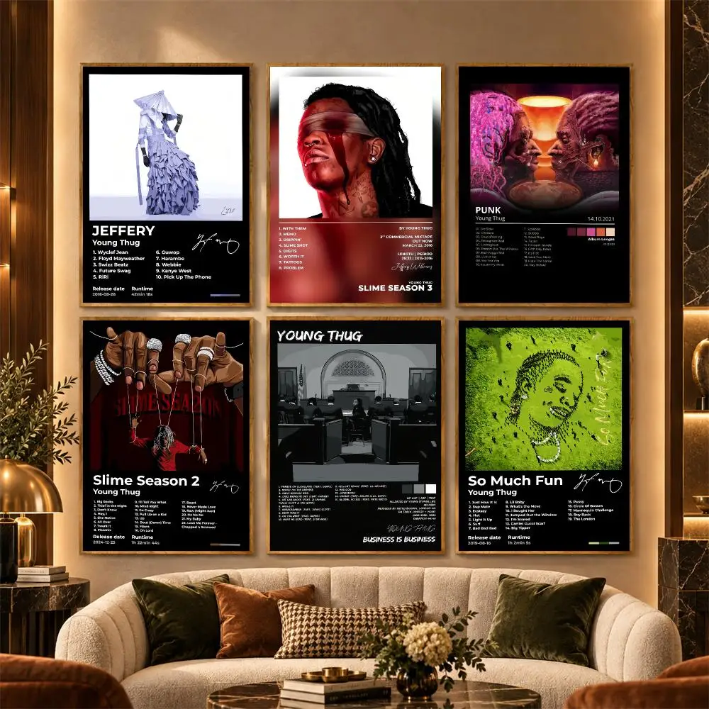 Young T-Thug Poster Stickers Painting Mural HD Wall Decals for Bedroom Living Room Home Self-Adhesive Decor Gift