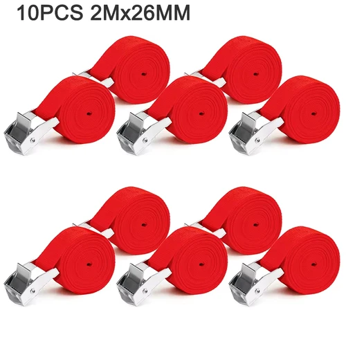 Imagen 2 del producto 10 Uds. Correa negra de 2m x 26mm, cinturón de trinquete fuerte, bolsa de equipaje, amarre de carga con hebilla de Metal, cinturón resistente, Buc de aleación de Zinc