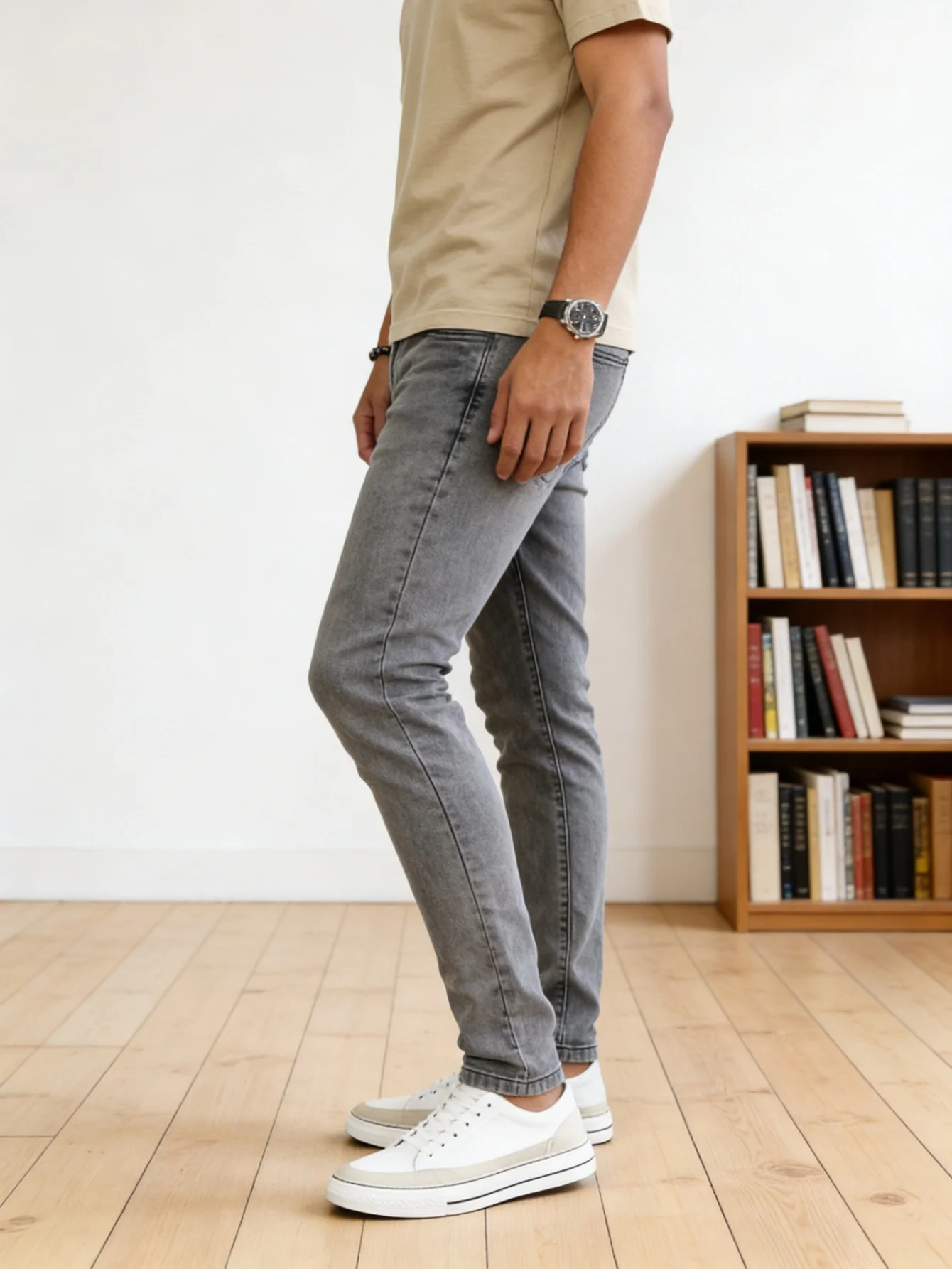 Gray Daily Slim Jeans For Man Tight Fit Y2k Drip Original Unisex Street Pants No accessories or belts included
