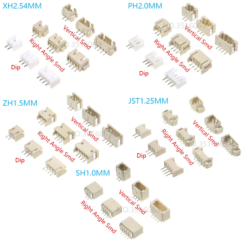 10 SZT. 1.0 1.25 1.5 2.0 2.54 SH/JST/ZH/PH/XH 1.25MM 2.0MM 2.54MM Gniazdo złącza męskiego typu Pin Header Dip/Proste/Kątowe SMD 2/3/4/5/6/7/8/9/P Pin