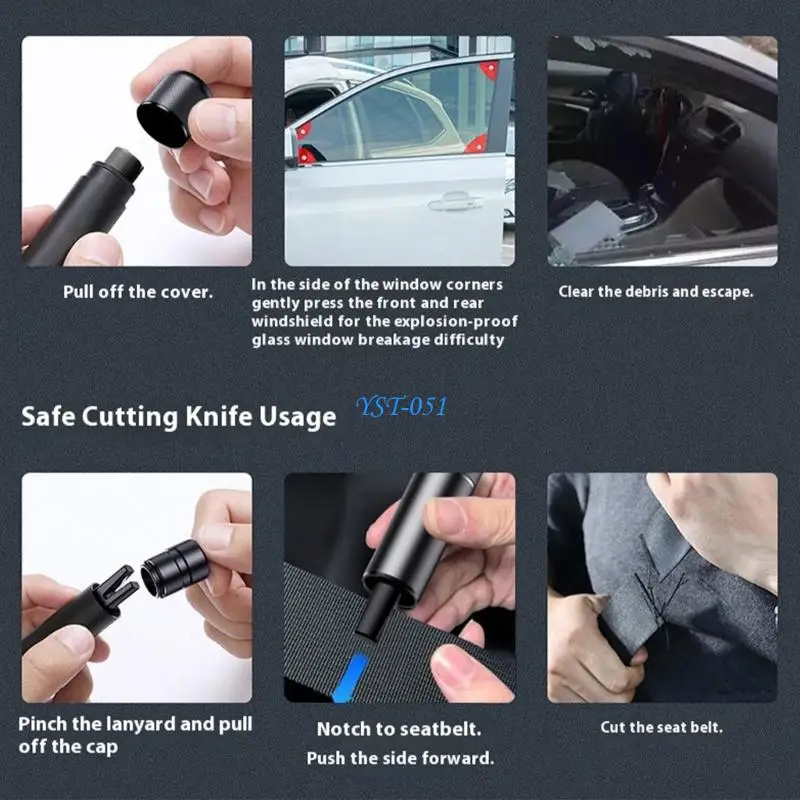 

E15A Heavy Duty Auto Glass Breaker Tool Corrosion Resistant Aluminum Frame Steel Tip For Vehicle Emergency Preparedness