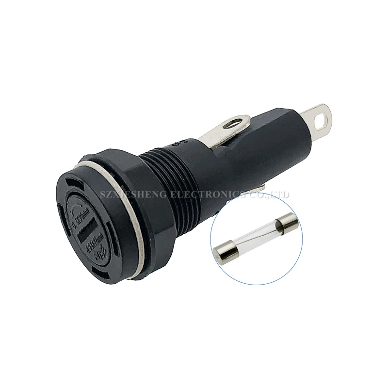5PCS R3-55B 6*30MM Fuse Holder 20A250V Panel Mounting High Temperature Resistance Fuse Base With 6*30MM Tube Fuse