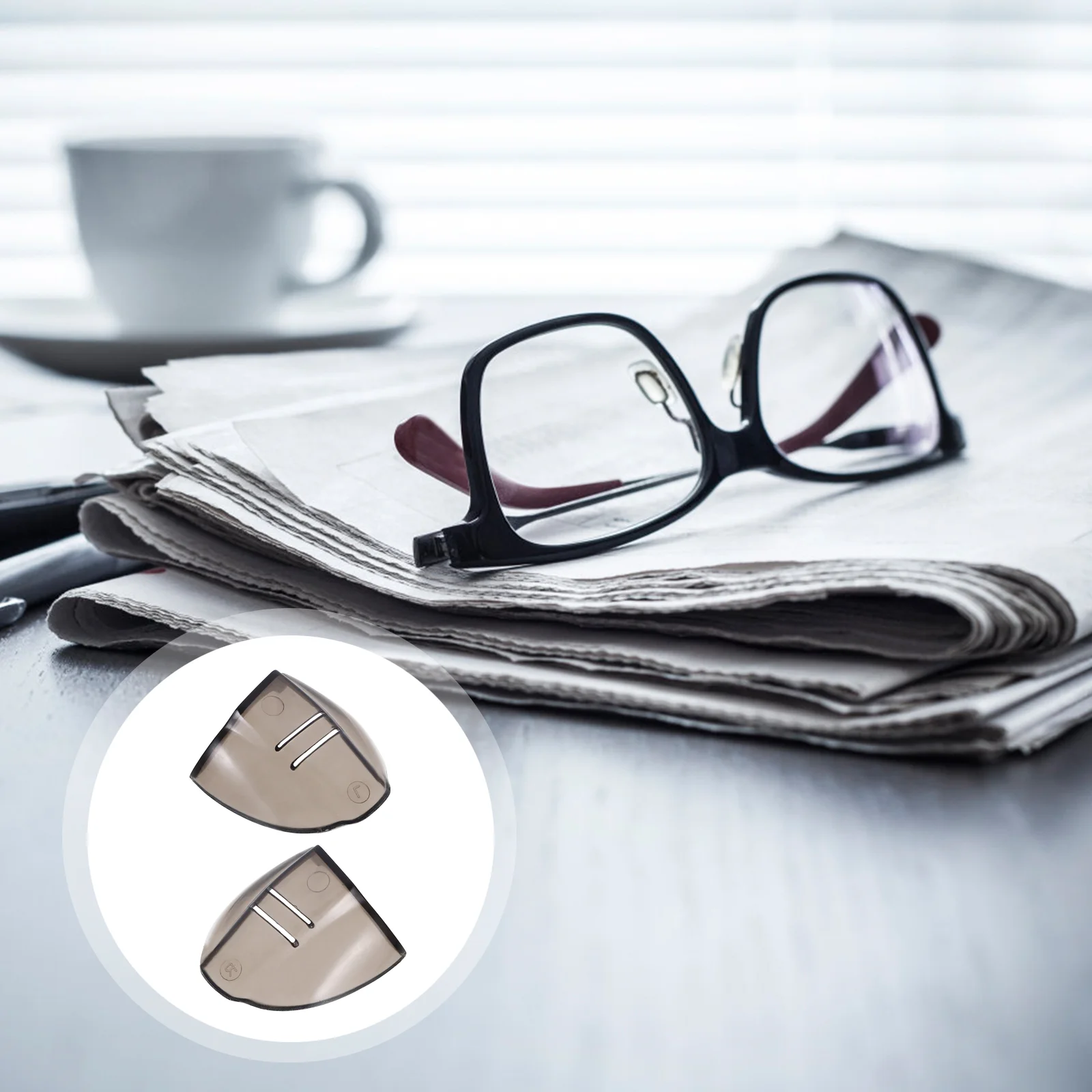 2 Pairs Premium TPU Side Safety Compact Lightweight Easy Install Remove Dark Brown Protective Shelter Wings for Glasses