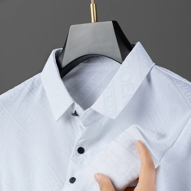 Herren Sommer Lose Kurzarm T-Shirt Herren Mittleren Alters Revers T-Shirt Bedrucktes Poloshirt