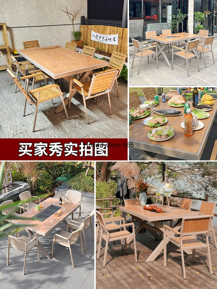 Leisure barbecue table and chair combination outdoor outdoor outdoor household electric grill charcoal grill table