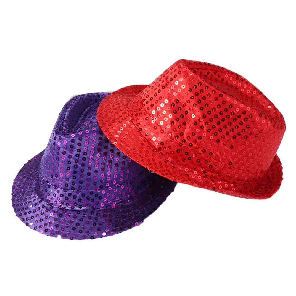Koreanische Version Pailletten-Fedora-Hut, Brillant Glänzender Tanz-Jazz-Hut 58cm/54cm, Kreativer Glitzer-Jazz-Hut für Erwachsene – Detail 4